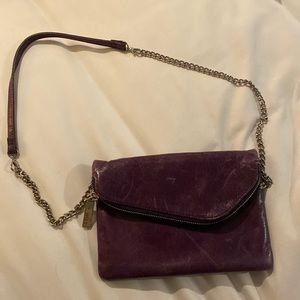 Hobo Daria purple leather crossbody purse or clutch with removable chain